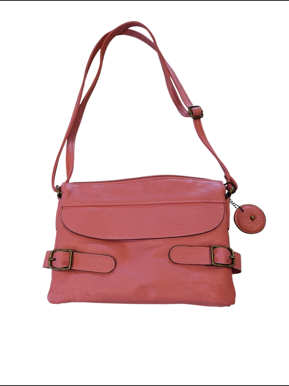 Women’s Fiorelli Coral Pink Pebbled Shoulder Bag with Adjustable Strap